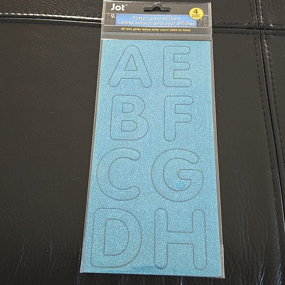 Sticker letter 40 Poster blue hue glitter 4 SHEET pack new see measurements